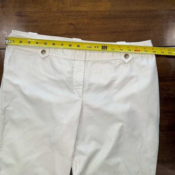 Ann Taylor Signature Fit Low on Waist White Cotton Stretch Ankle Crop Pants 12 - Picture 6 of 11